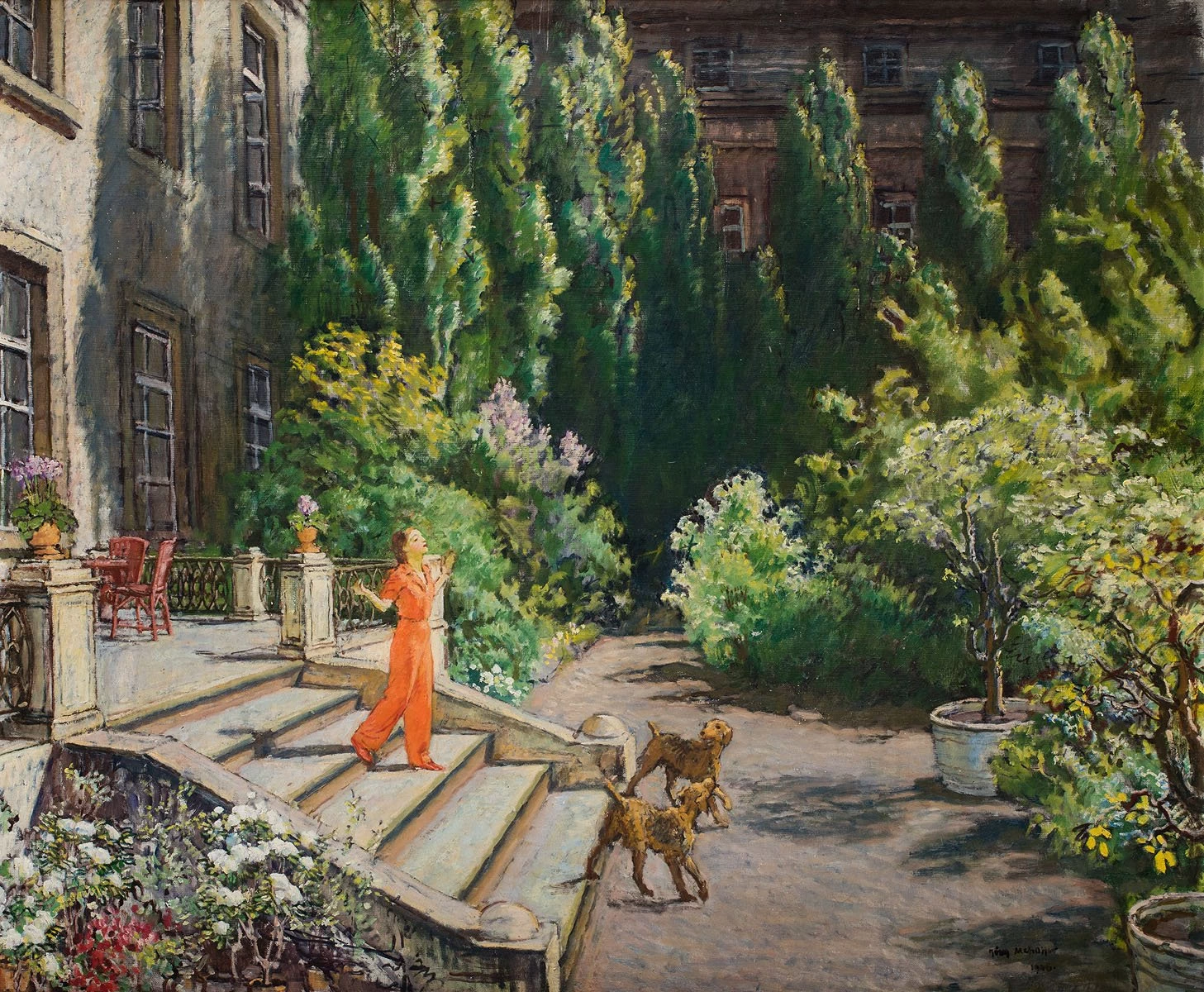 Di fronte alla casa, 1945